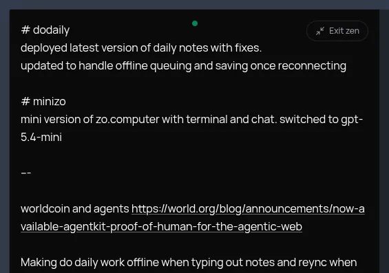 Screenshot of DoDaily in Zen Mode